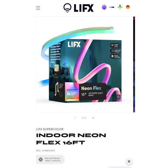 LIFX - SuperColor - Indoor Neon Flex 16ft Light Strip/Rope Light -RGBW LED Smart - Picture 6 of 12